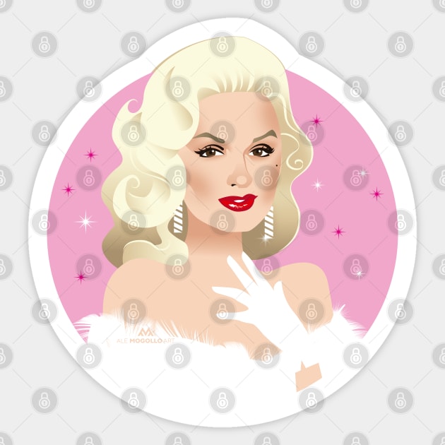 Mamie Van Doren Sticker by AlejandroMogolloArt